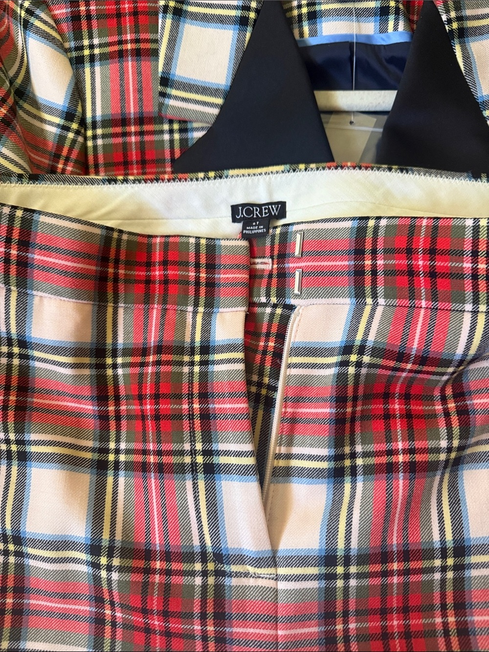 J. Crew Red Plaid Blazer with Black Satin Lapel and Pants - Picture 9 of 10